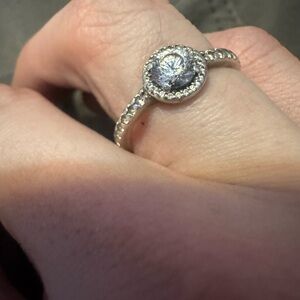 925 ALE Pandora Sterling Silver CZ Halo Eternity Ring Size 52